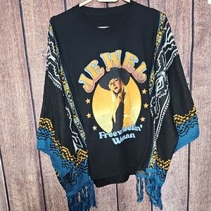 Graphic Black Sweater with Blue and Yellow Accents